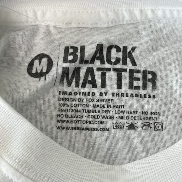 Hot Topic Black Matter Overthinking Cat T-Shirt By Fox Shiver White Black Medium - Picture 4 of 4